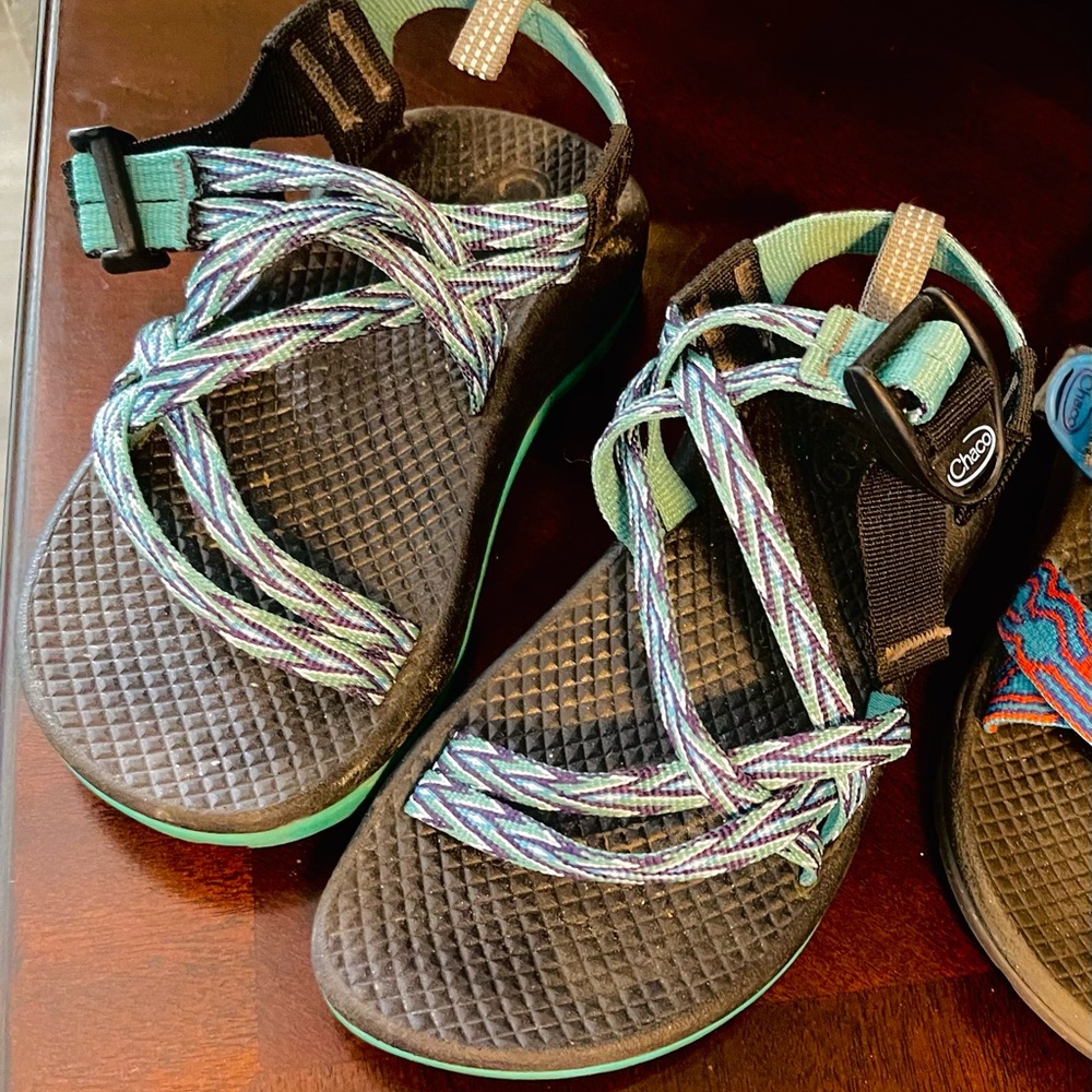 Chaco Black and Turquoise Strappy Sandals